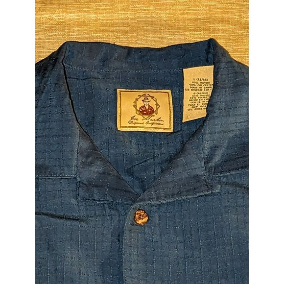 Joe Marlin shirt mens large blue button up short sleeve collared pocket casual - Picture 2 of 5